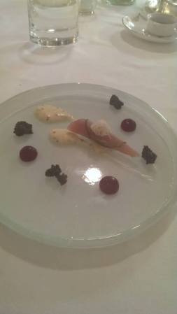Home smoked mackerel,  roast celeriac, pickled beets, mustard cream